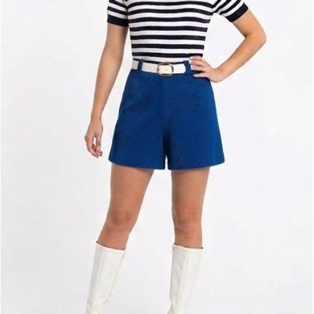 Vintage Catalina Knit High Waisted Shorts Blue Women's 60's‎ 70's Mod